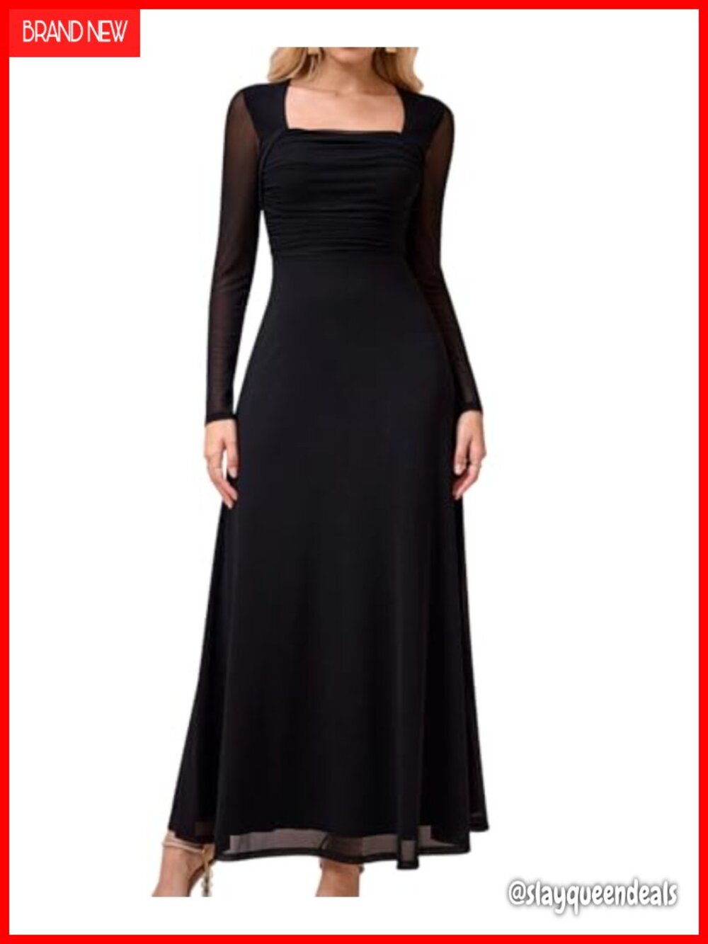Long Sleeve Mesh Maxi Dress Fall Wedding Guest Cocktail Formal Semi